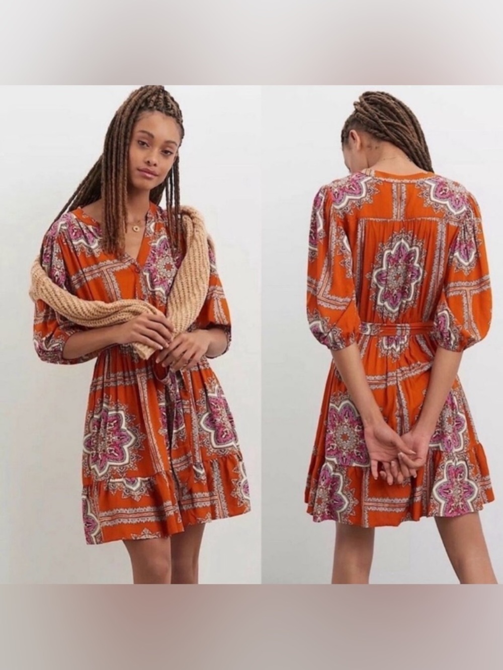 NWT Anthropologie Porridge Isabel Paisley Puff Cottage Mini Dress XS